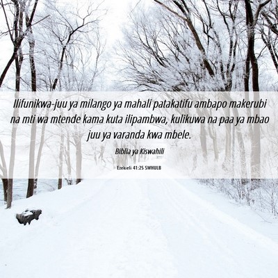 Picture 06 - Ezekieli 41:25 SWHULB - Ilifunikwa-juu ya milango ya mahali patakatifu - Bible Verse Picture