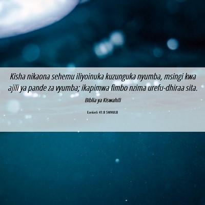 Picture 06 - Ezekieli 41:8 SWHULB - Kisha nikaona sehemu iliyoinuka kuzunguka nyumba, - Bible Verse Picture