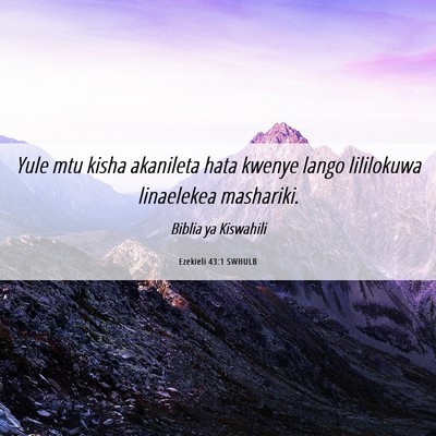 Picture 06 - Ezekieli 43:1 SWHULB - Yule mtu kisha akanileta hata kwenye lango - Bible Verse Picture