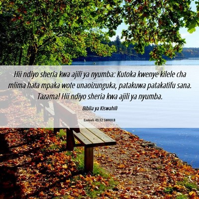 Picture 06 - Ezekieli 43:12 SWHULB - Hii ndiyo sheria kwa ajili ya nyumba: Kutoka - Bible Verse Picture