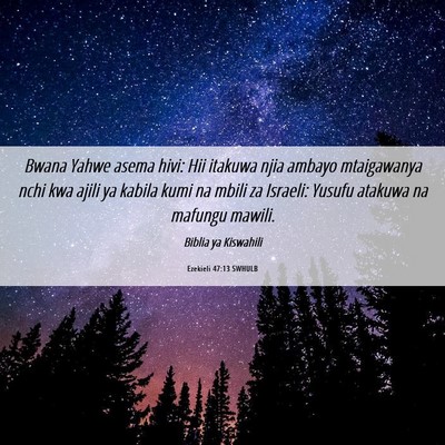 Picture 06 - Ezekieli 47:13 SWHULB - Bwana Yahwe asema hivi: Hii itakuwa njia ambayo - Bible Verse Picture