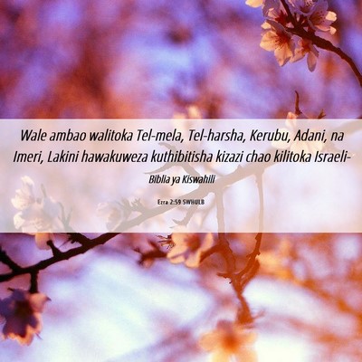 Picture 06 - Ezra 2:59 SWHULB - Wale ambao walitoka Tel-mela, Tel-harsha, Kerubu, - Bible Verse Picture