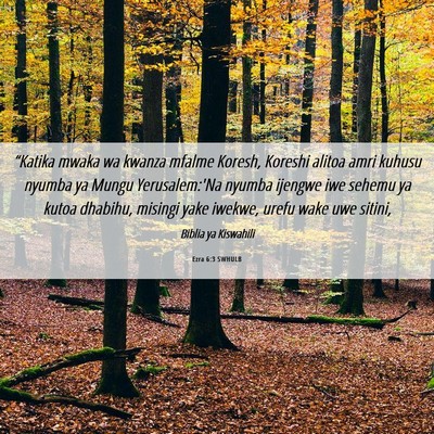 Picture 06 - Ezra 6:3 SWHULB - “Katika mwaka wa kwanza mfalme Koresh, Koreshi - Bible Verse Picture