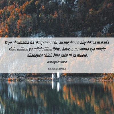 Picture 06 - Habakuki 3:6 SWHULB - Yeye alisimama na akaipima nchi; aliangalia na - Bible Verse Picture