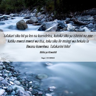 Picture 06 - Hagai 2:18 SWHULB - tafakari siku hii ya leo na kuendelea, kutoka - Bible Verse Picture