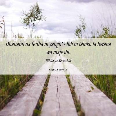 Picture 06 - Hagai 2:8 SWHULB - Dhahabu na fedha ni yangu' - hili ni tamko la - Bible Verse Picture