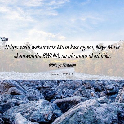 Picture 06 - Hesabu 11:2 SWHULB - Ndipo watu wakamwita Musa kwa nguvu, Naye Musa - Bible Verse Picture
