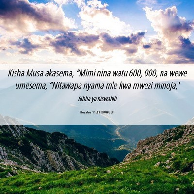 Picture 06 - Hesabu 11:21 SWHULB - Kisha Musa akasema, “Mimi nina watu 600, 000, - Bible Verse Picture