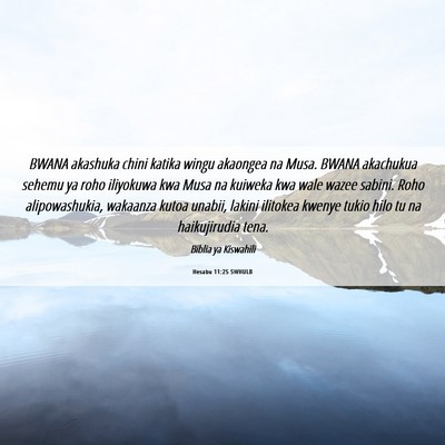 Picture 06 - Hesabu 11:25 SWHULB - BWANA akashuka chini katika wingu akaongea na - Bible Verse Picture