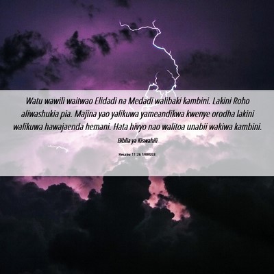 Picture 06 - Hesabu 11:26 SWHULB - Watu wawili waitwao Elidadi na Medadi walibaki - Bible Verse Picture