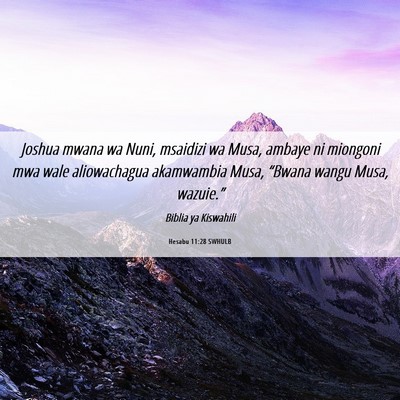 Picture 06 - Hesabu 11:28 SWHULB - Joshua mwana wa Nuni, msaidizi wa Musa, ambaye ni - Bible Verse Picture