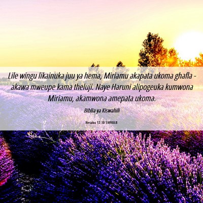 Picture 06 - Hesabu 12:10 SWHULB - Lile wingu likainuka juu ya hema, Miriamu akapata - Bible Verse Picture