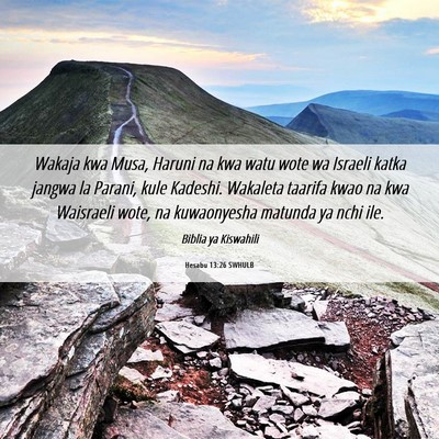 Picture 06 - Hesabu 13:26 SWHULB - Wakaja kwa Musa, Haruni na kwa watu wote wa - Bible Verse Picture