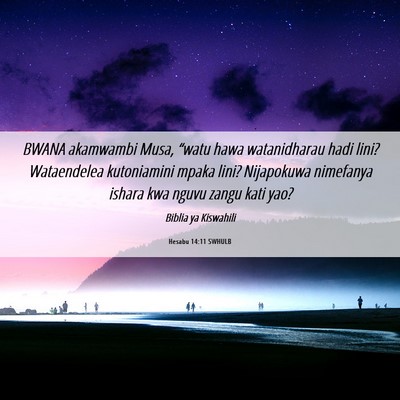 Picture 06 - Hesabu 14:11 SWHULB - BWANA akamwambi Musa, “watu hawa watanidharau - Bible Verse Picture