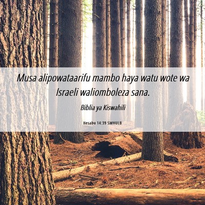 Picture 06 - Hesabu 14:39 SWHULB - Musa alipowataarifu mambo haya watu wote wa - Bible Verse Picture
