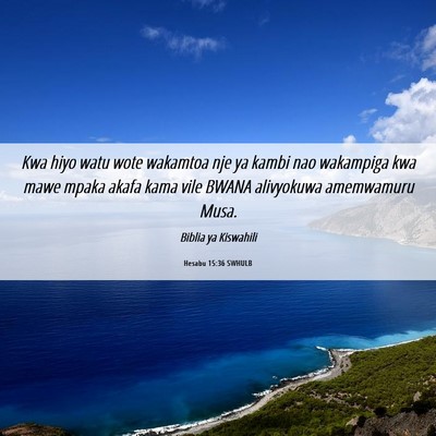 Picture 06 - Hesabu 15:36 SWHULB - Kwa hiyo watu wote wakamtoa nje ya kambi nao - Bible Verse Picture