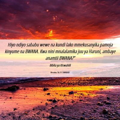 Picture 06 - Hesabu 16:11 SWHULB - Hiyo ndiyo sababu wewe na kundi lako mmekusanyika - Bible Verse Picture