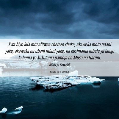 Picture 06 - Hesabu 16:18 SWHULB - Kwa hiyo kila mtu alitwaa chetezo chake, akaweka - Bible Verse Picture