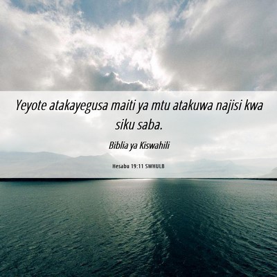 Picture 06 - Hesabu 19:11 SWHULB - Yeyote atakayegusa maiti ya mtu atakuwa najisi - Bible Verse Picture