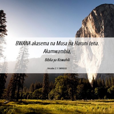 Picture 06 - Hesabu 2:1 SWHULB - BWANA akasema na Musa na Haruni tena. - Bible Verse Picture