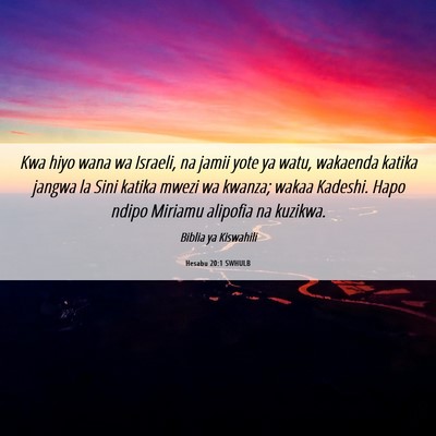 Picture 06 - Hesabu 20:1 SWHULB - Kwa hiyo wana wa Israeli, na jamii yote ya watu, - Bible Verse Picture