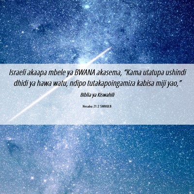 Picture 06 - Hesabu 21:2 SWHULB - Israeli akaapa mbele ya BWANA akasema, “Kama - Bible Verse Picture
