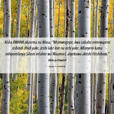 Picture 06 - Hesabu 21:34 SWHULB - Kisha BWANA akasema na Musa, “Msimwogope, kwa - Bible Verse Picture