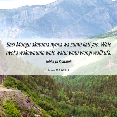 Picture 06 - Hesabu 21:6 SWHULB - Basi Mungu akatuma nyoka wa sumu kati yao. Wale - Bible Verse Picture