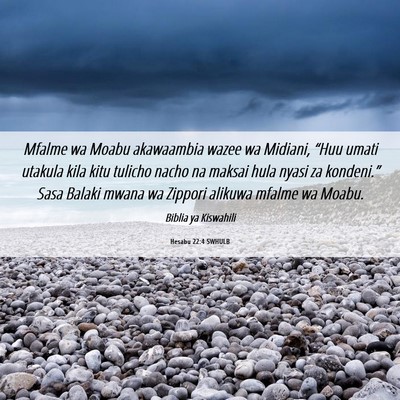 Picture 06 - Hesabu 22:4 SWHULB - Mfalme wa Moabu akawaambia wazee wa Midiani, - Bible Verse Picture