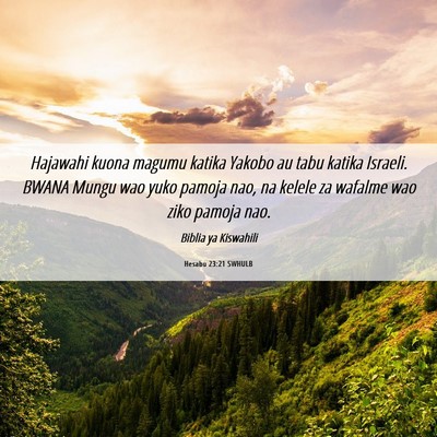 Picture 06 - Hesabu 23:21 SWHULB - Hajawahi kuona magumu katika Yakobo au tabu - Bible Verse Picture