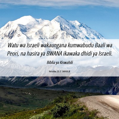 Picture 06 - Hesabu 25:3 SWHULB - Watu wa Israeli wakaungana kumwabudu Baali wa - Bible Verse Picture