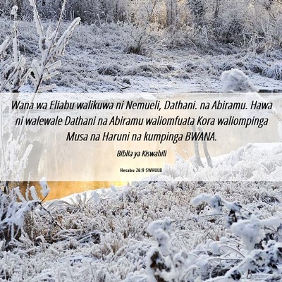 Picture 06 - Hesabu 26:9 SWHULB - Wana wa Eliabu walikuwa ni Nemueli, Dathani. na - Bible Verse Picture