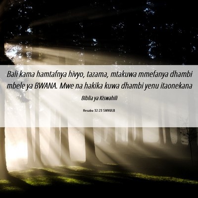 Picture 06 - Hesabu 32:23 SWHULB - Bali kama hamtafnya hivyo, tazama, mtakuwa - Bible Verse Picture