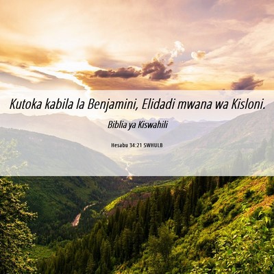 Picture 06 - Hesabu 34:21 SWHULB - Kutoka kabila la Benjamini, Elidadi mwana wa - Bible Verse Picture