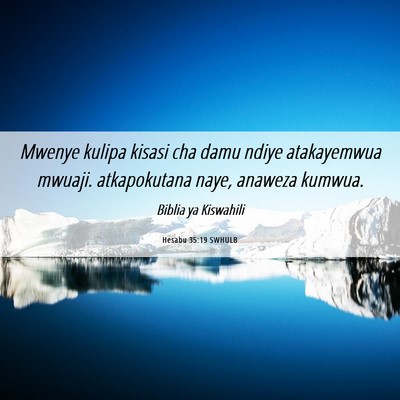Picture 06 - Hesabu 35:19 SWHULB - Mwenye kulipa kisasi cha damu ndiye atakayemwua - Bible Verse Picture