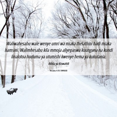 Picture 06 - Hesabu 4:35 SWHULB - Waliwahesabu wale wenye umri wa miaka thelathini - Bible Verse Picture