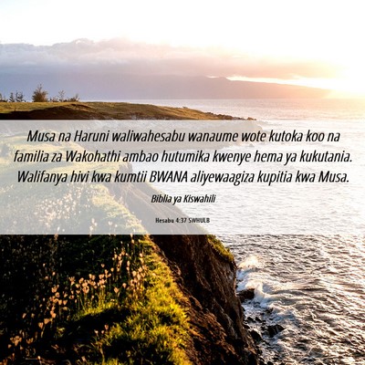 Picture 06 - Hesabu 4:37 SWHULB - Musa na Haruni waliwahesabu wanaume wote kutoka - Bible Verse Picture