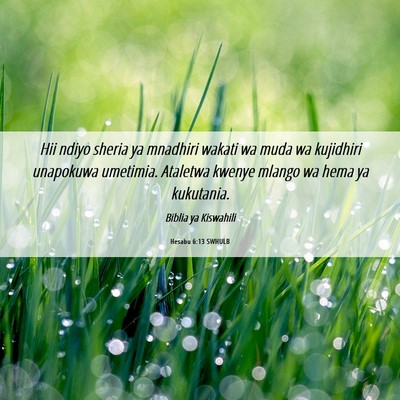 Picture 06 - Hesabu 6:13 SWHULB - Hii ndiyo sheria ya mnadhiri wakati wa muda wa - Bible Verse Picture