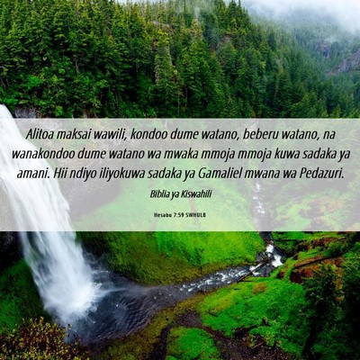 Picture 06 - Hesabu 7:59 SWHULB - Alitoa maksai wawili, kondoo dume watano, beberu - Bible Verse Picture