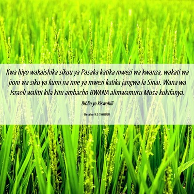 Picture 06 - Hesabu 9:5 SWHULB - Kwa hiyo wakaishika sikuu ya Pasaka katika mwezi - Bible Verse Picture