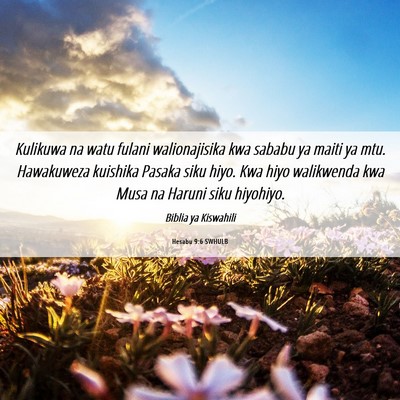Picture 06 - Hesabu 9:6 SWHULB - Kulikuwa na watu fulani walionajisika kwa sababu - Bible Verse Picture