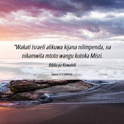 Picture 06 - Hosea 11:1 SWHULB - “Wakati Israeli alikuwa kijana nilimpenda, na - Bible Verse Picture