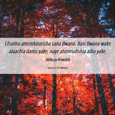 Picture 06 - Hosea 12:14 SWHULB - Efraimu amemkasirisha sana Bwana. Basi Bwana wake - Bible Verse Picture