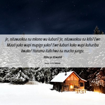 Picture 06 - Hosea 13:14 SWHULB - Je, nitawaokoa na mkono wa kaburi? Je, nitawaokoa - Bible Verse Picture