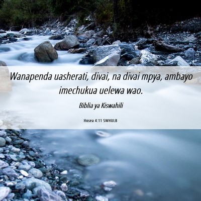 Picture 06 - Hosea 4:11 SWHULB - Wanapenda uasherati, divai, na divai mpya, ambayo - Bible Verse Picture