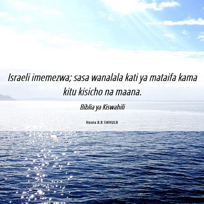 Picture 06 - Hosea 8:8 SWHULB - Israeli imemezwa; sasa wanalala kati ya mataifa - Bible Verse Picture