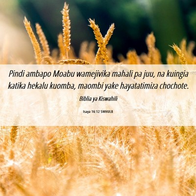 Picture 06 - Isaya 16:12 SWHULB - Pindi ambapo Moabu wamejivika mahali pa juu, na - Bible Verse Picture