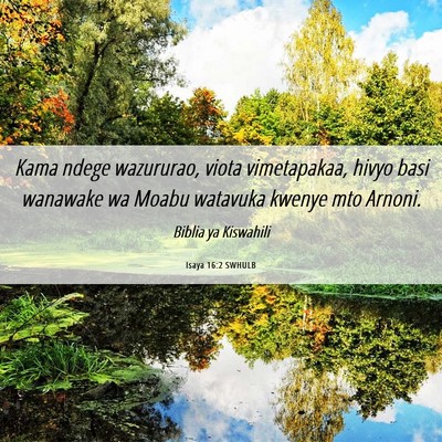 Picture 06 - Isaya 16:2 SWHULB - Kama ndege wazururao, viota vimetapakaa, hivyo - Bible Verse Picture