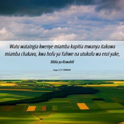 Picture 06 - Isaya 2:21 SWHULB - Watu wataingia kwenye miamba kupitia mwanya - Bible Verse Picture