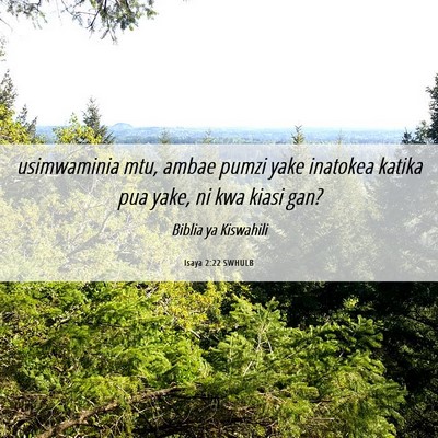 Picture 06 - Isaya 2:22 SWHULB - usimwaminia mtu, ambae pumzi yake inatokea katika - Bible Verse Picture